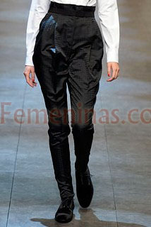 Pantalon carrot negro con tablas Dolce & Gabbana